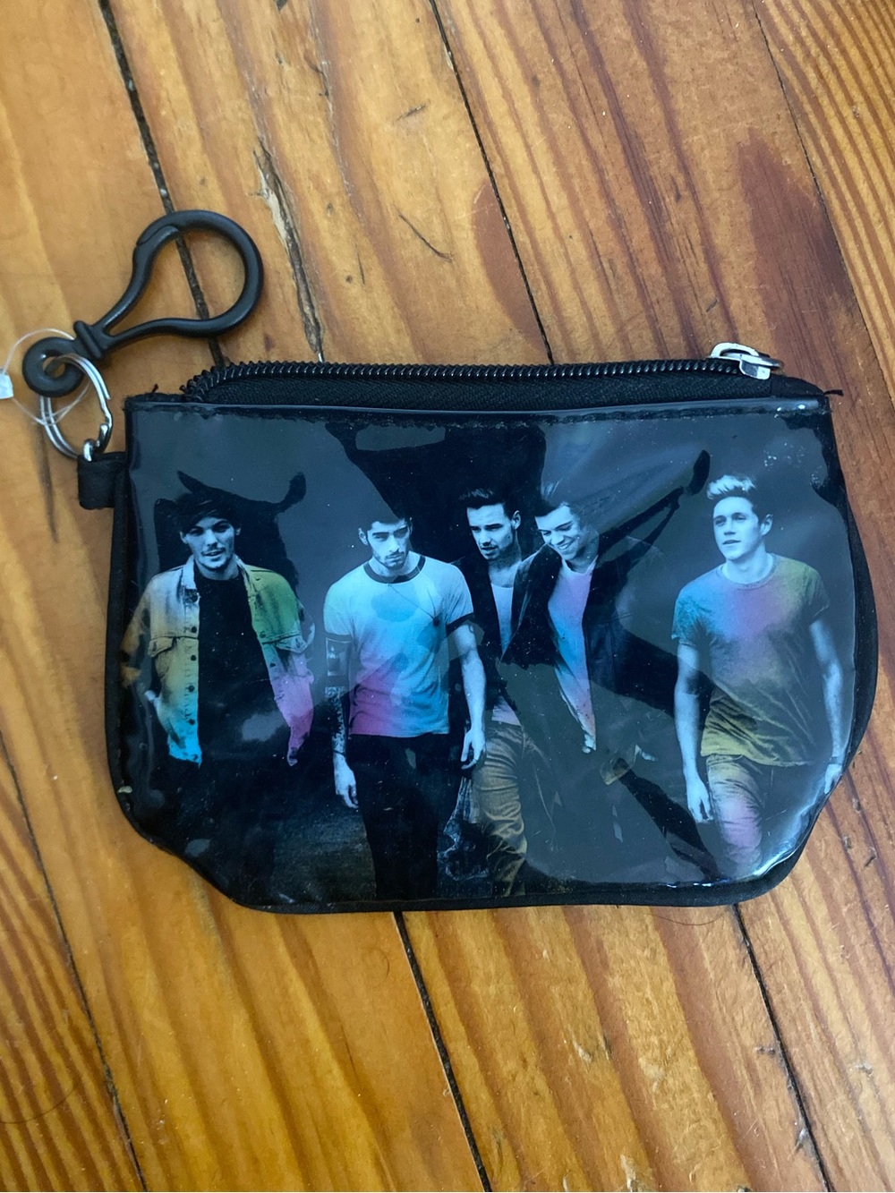 One Direction Holographic Mini Zip Pouch w/ Band Graphic and Keychain Hook